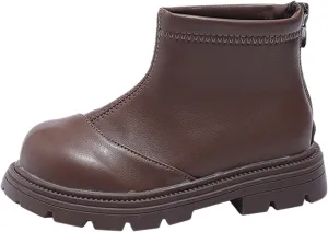 Kids Girls Ankle Boots Comfortable Winter Warm Flat Non-Slip Snow Boots for Toddler Little/Big Toddler Girl Zippe Boots
