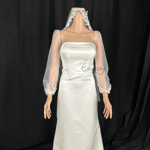 long bohemian sheer tulle bridal sleeve,detachable elegant wedding dress sleeve,lace sleeves BYRDSL109