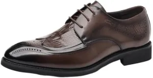 Men's Breathable Comfortable Business Lace Up Oxford Shoes Fashion Classic Carved Lace Up Leather Low Heels Dress Shoes