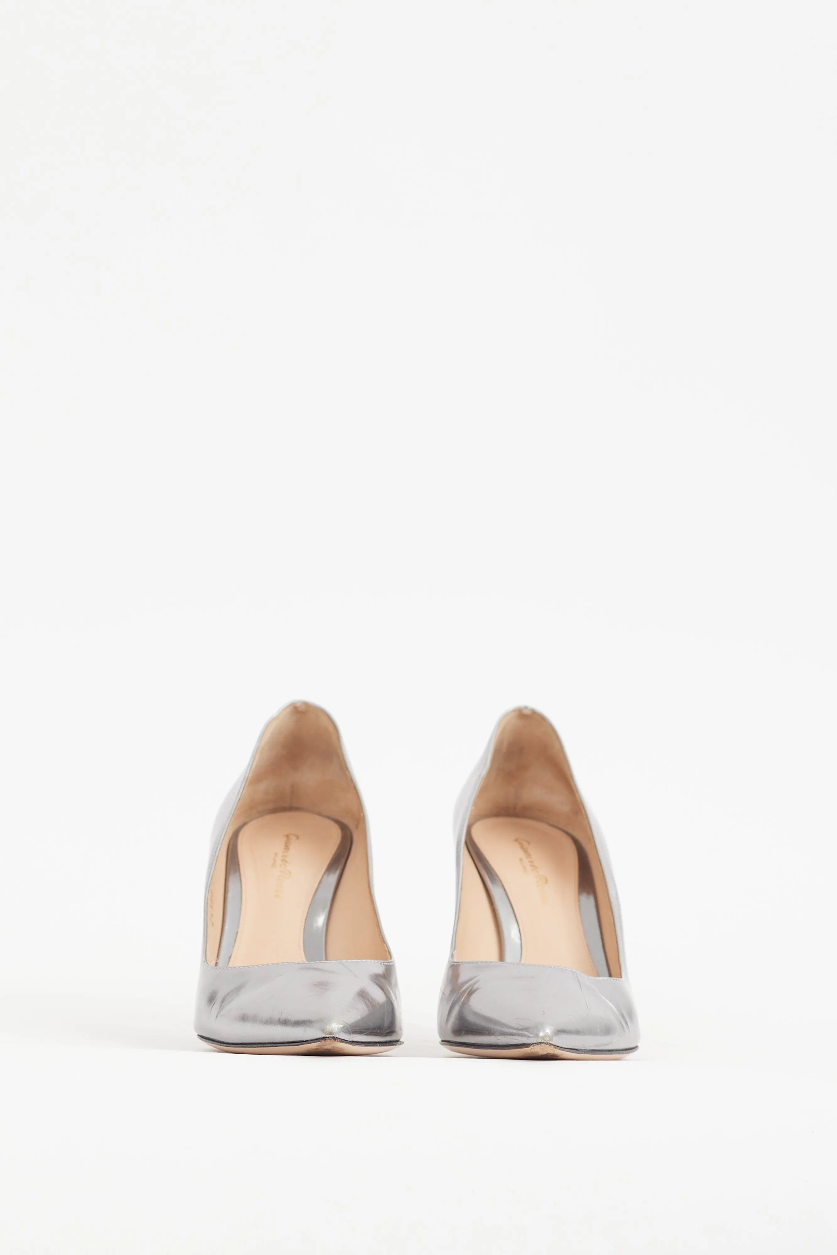Silver Leather Gianvito 85 Pump