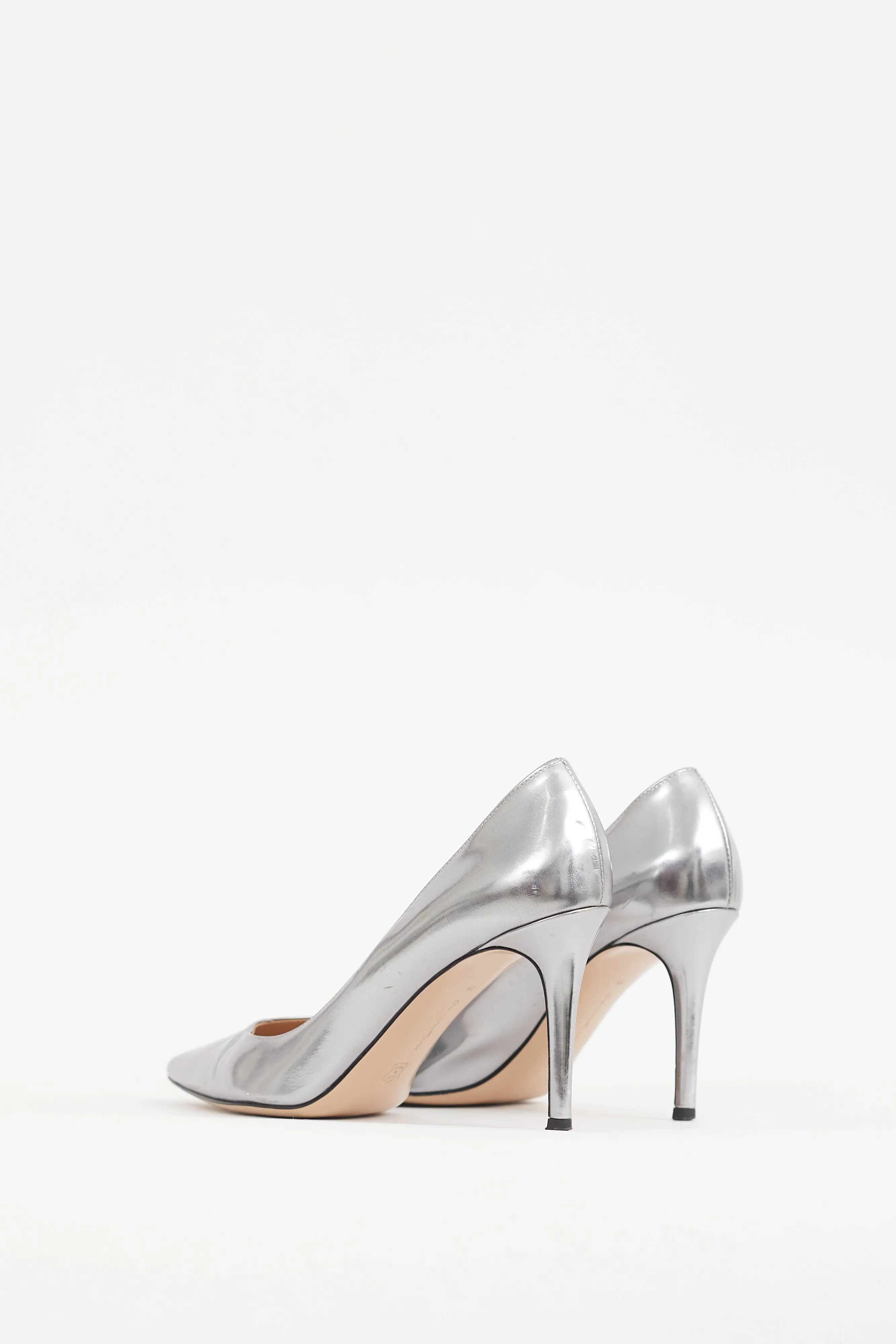 Silver Leather Gianvito 85 Pump