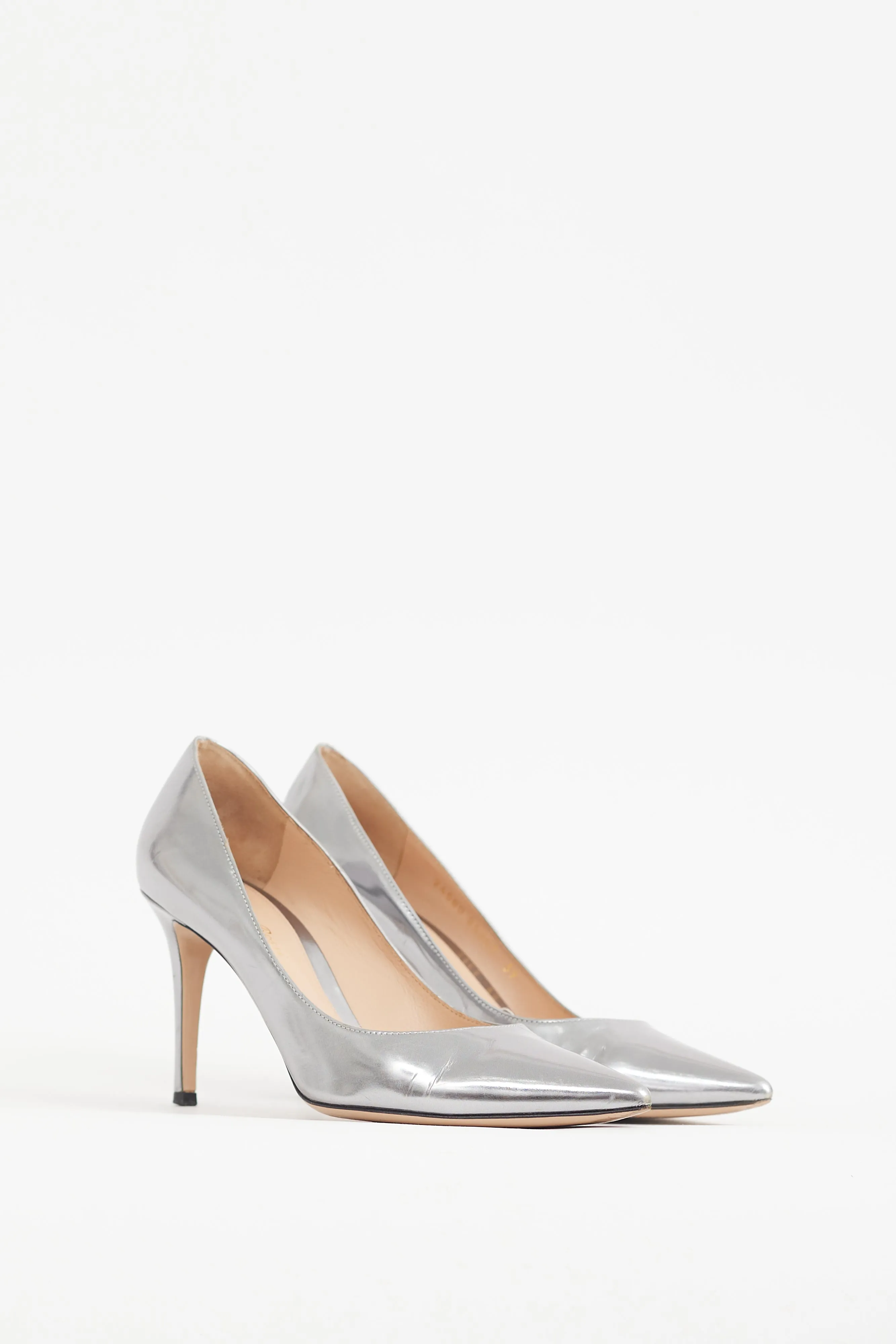 Silver Leather Gianvito 85 Pump