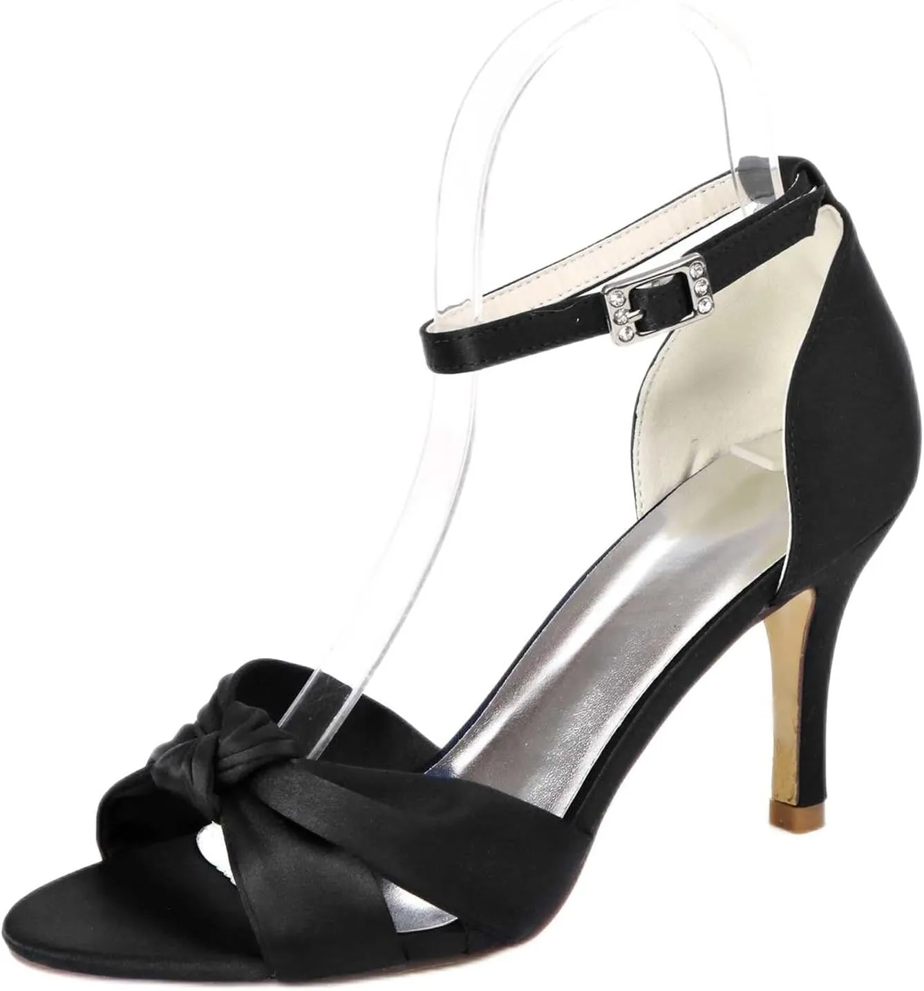 TarfiC Heels for Women Open Toe - Ankle Strap Kitten Heels Low Heels Dress Shoes for Women 2.36 Inch Buckle Wedding Heels for Prom Party Bridal Pump Shoes