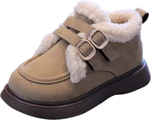 Toddler Kids Winter Snow Boots Slip On Cold Weather Sneakers Anti-Slip Fleece Ankle Boots Baby Girl Glittery Shoes