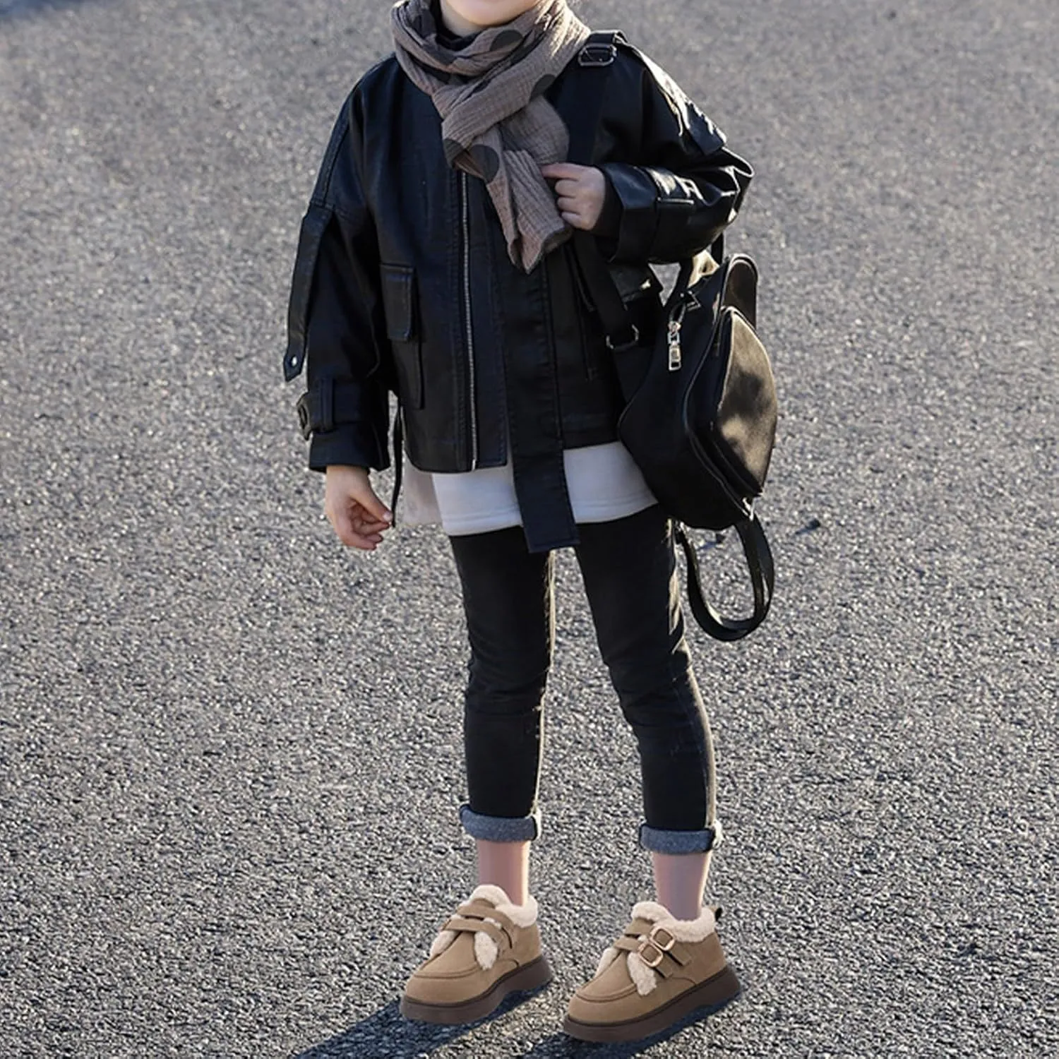 Toddler Kids Winter Snow Boots Slip On Cold Weather Sneakers Anti-Slip Fleece Ankle Boots Baby Girl Glittery Shoes