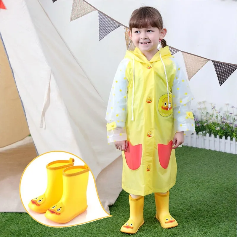 Trendy Waterproof Cartoon Pattern PVC Rain Boots For Kids