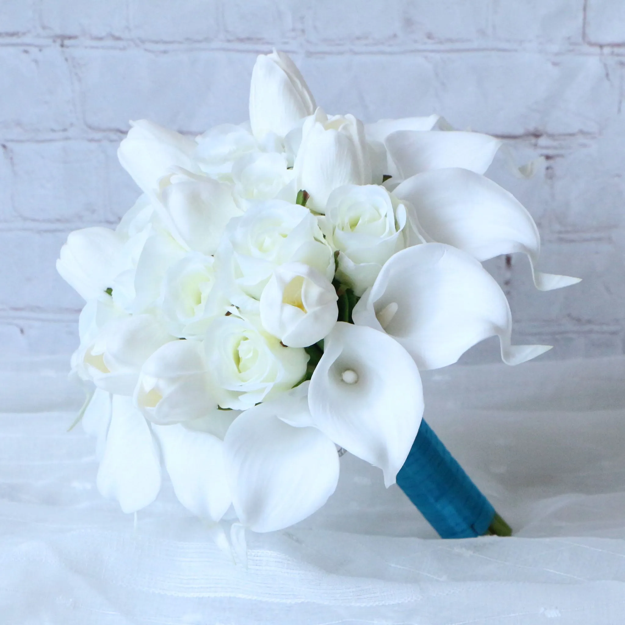 White Calla Lily Tulips Custom Bridal Bouquet
