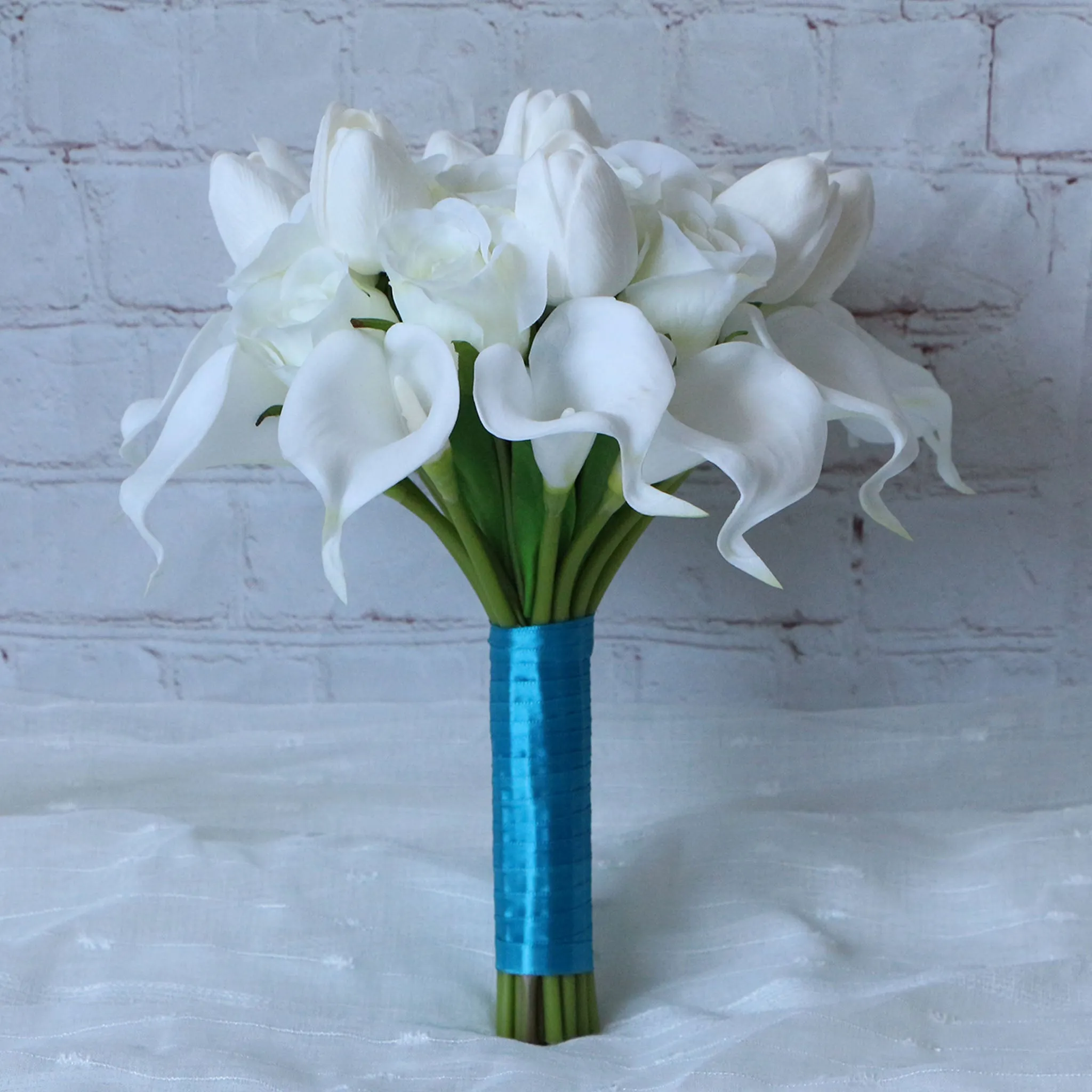 White Calla Lily Tulips Custom Bridal Bouquet