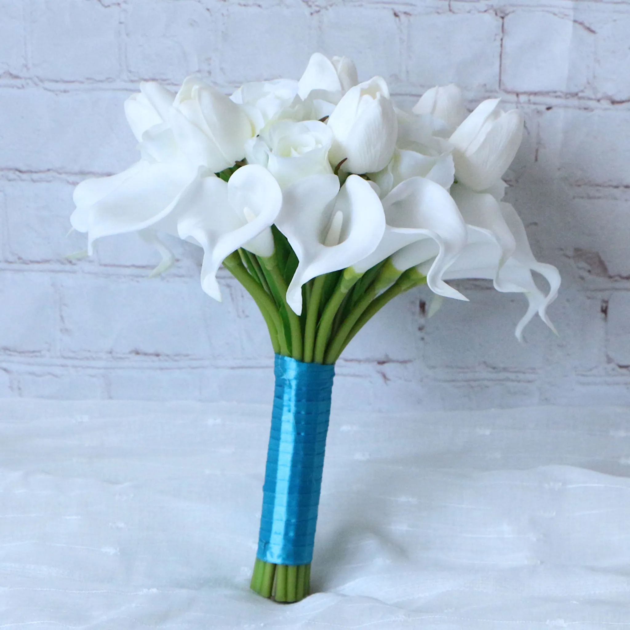 White Calla Lily Tulips Custom Bridal Bouquet