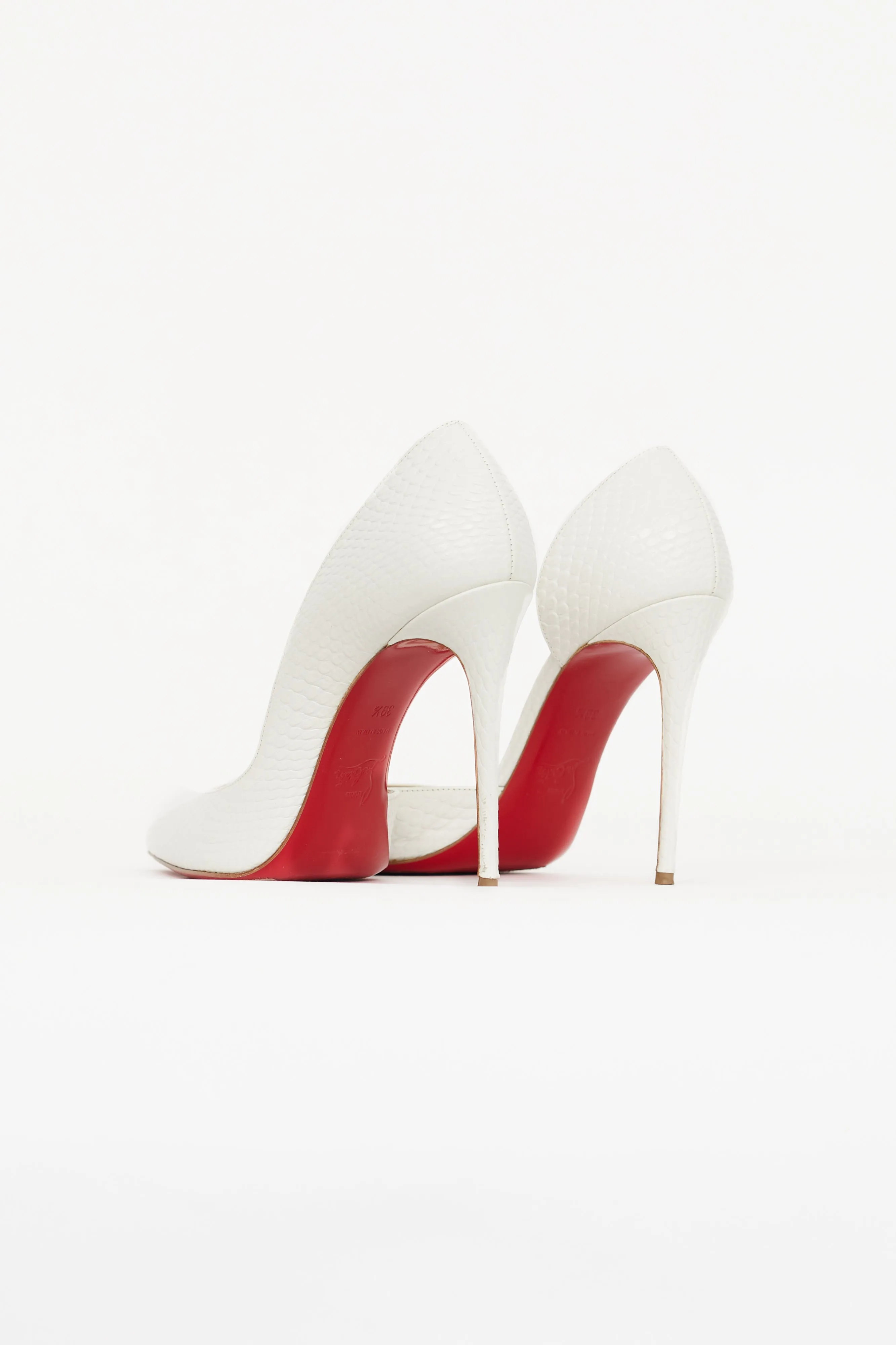 White Embossed Leather Iriza 100 D'Orsay Pump