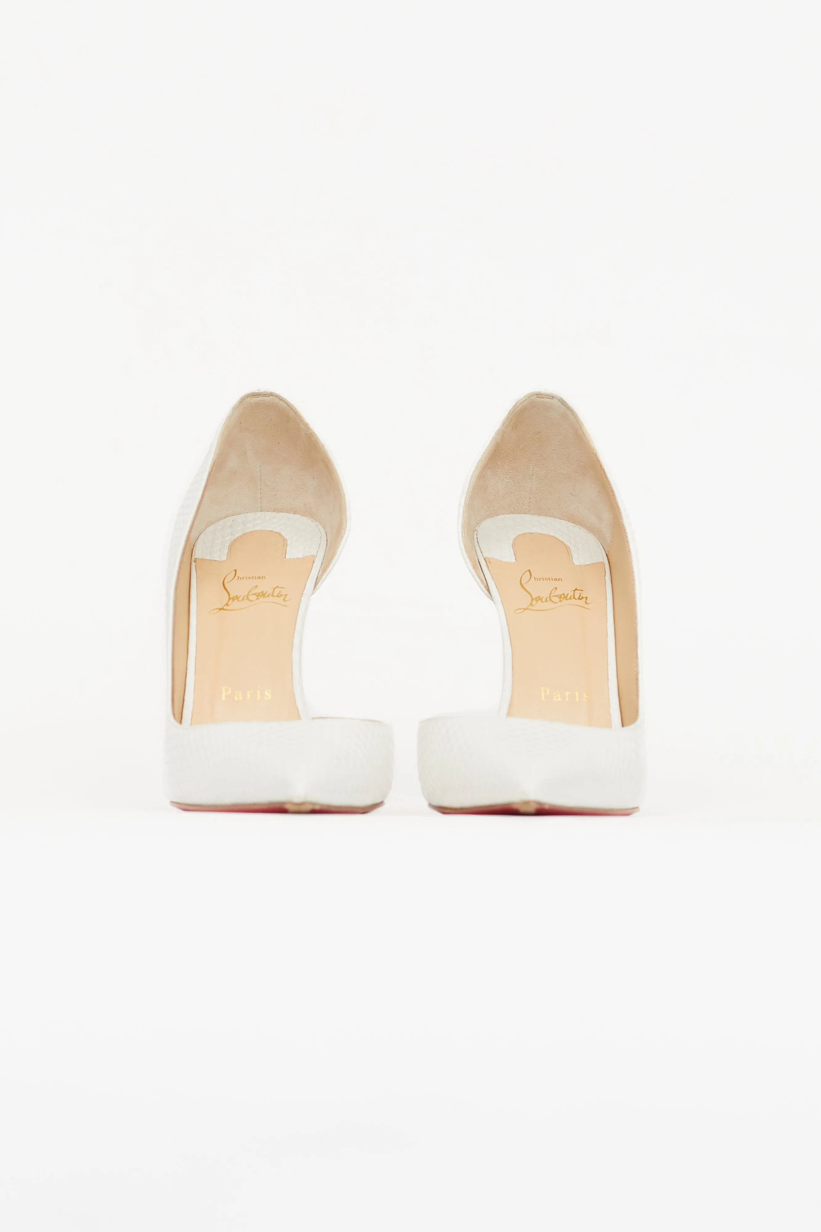 White Embossed Leather Iriza 100 D'Orsay Pump