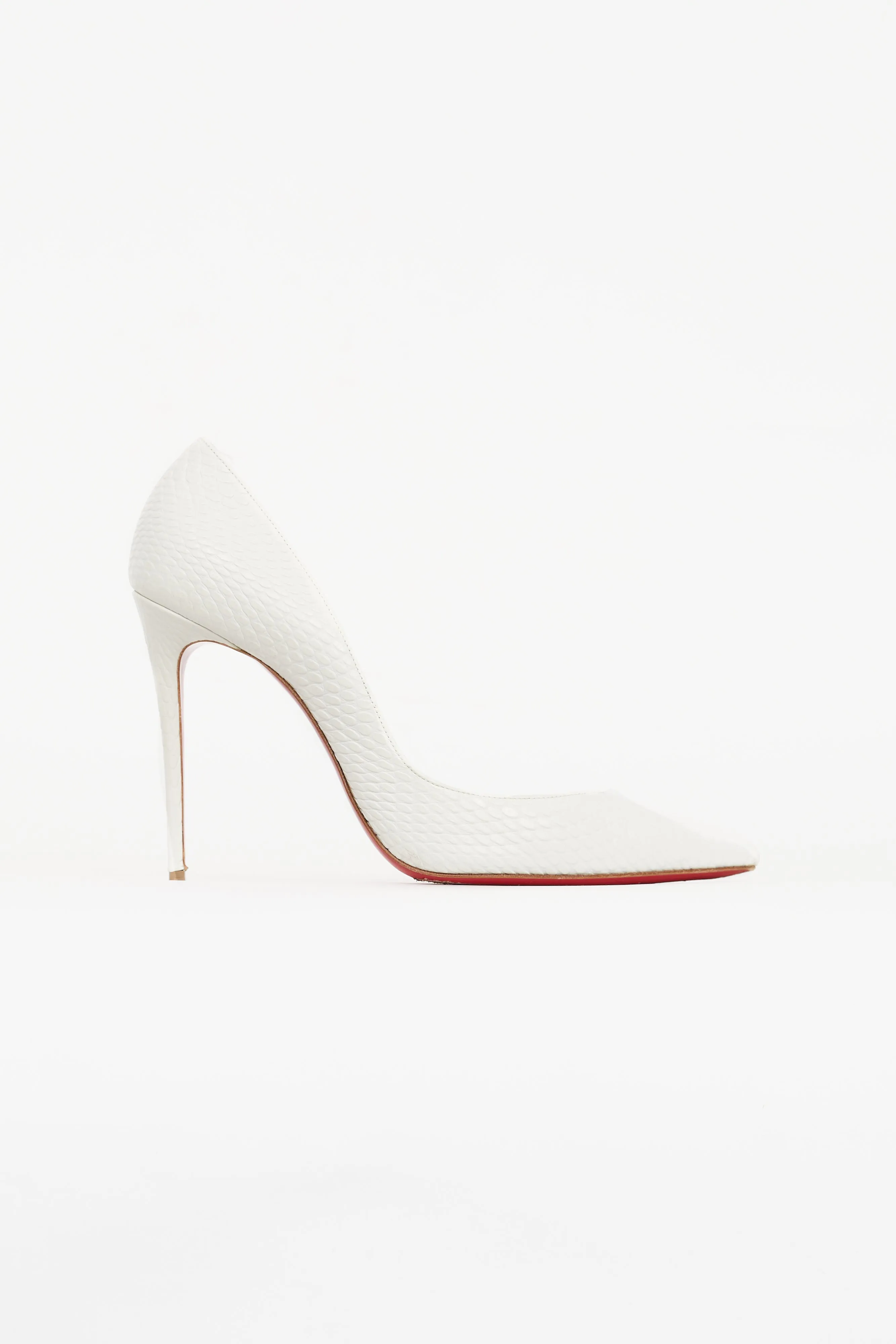 White Embossed Leather Iriza 100 D'Orsay Pump
