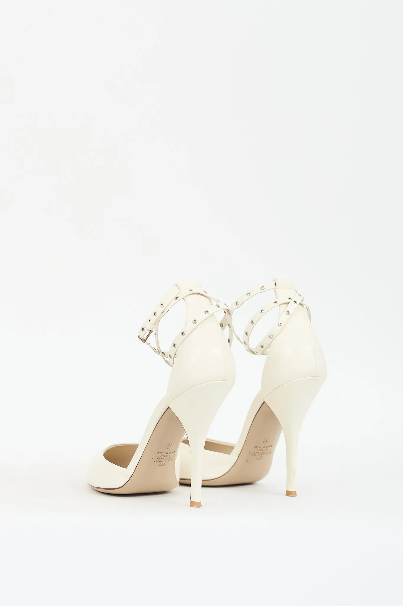 White Leather Love Latch Pump