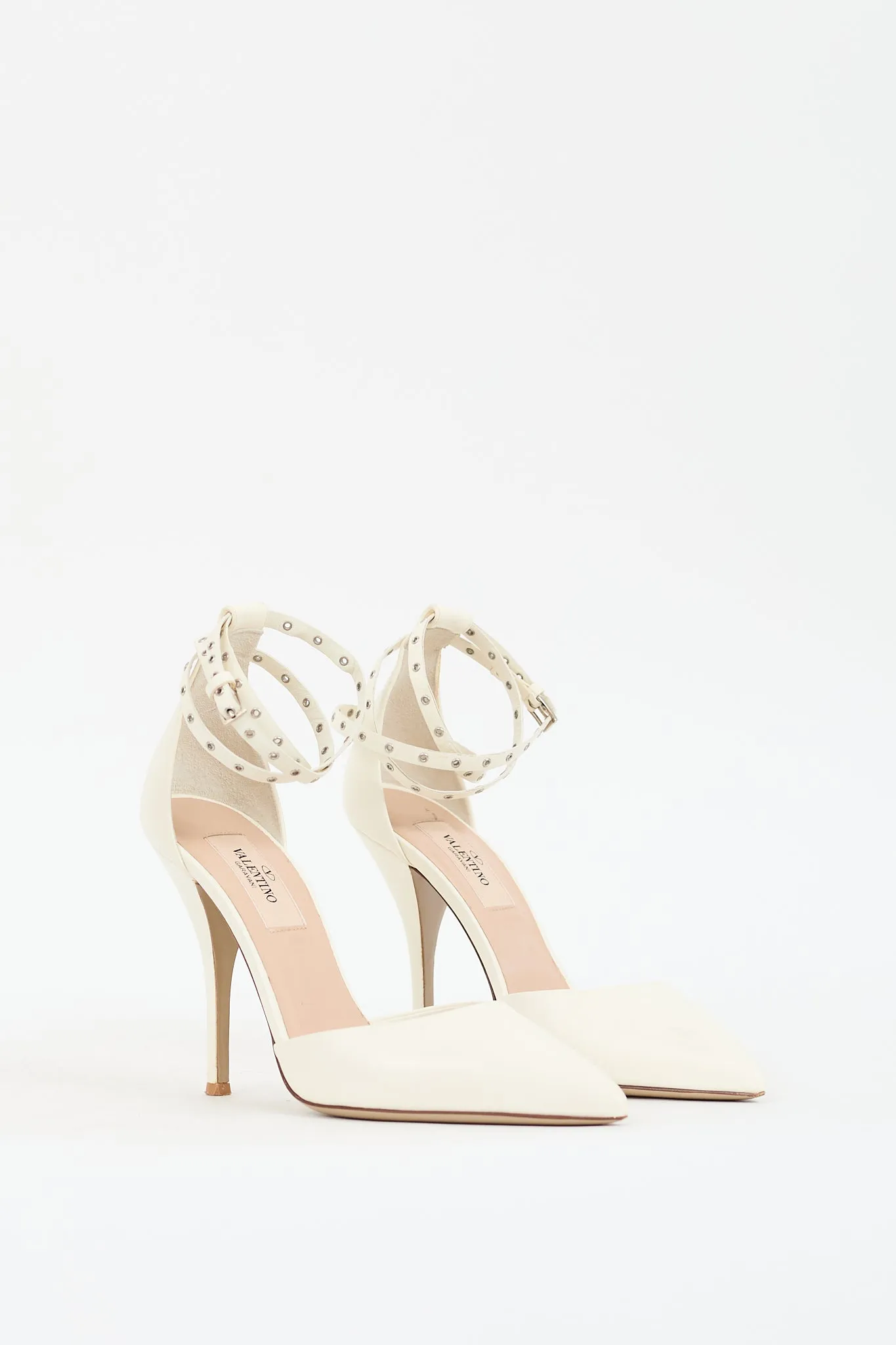 White Leather Love Latch Pump