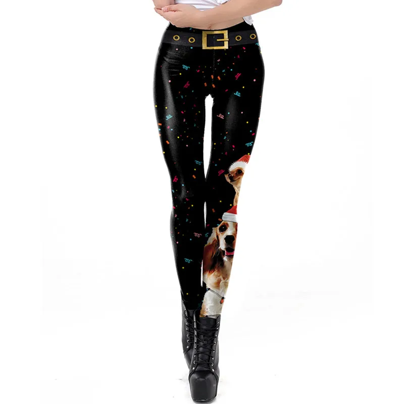 Wjczt Women Leggings Fashion 3D Digital Printing Christmas Leggings Funny Sexy Printed Elastic Christmas Skinny Leggings Gothic