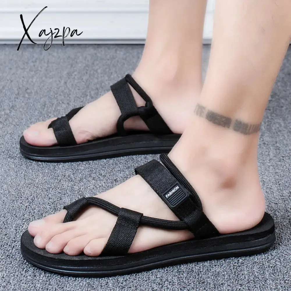 Xajzpa - Summer Men Sandalias Hombre Gladiator Sandals for Male Summer Roman Beach Shoes Flip Flops Slip on Flats Slippers Slides